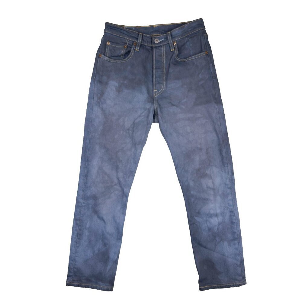 LEVI’S VTG *Rare 501 Tie-dye Grunge Cropped Blue Denim Straight Leg Jeans‎ 28